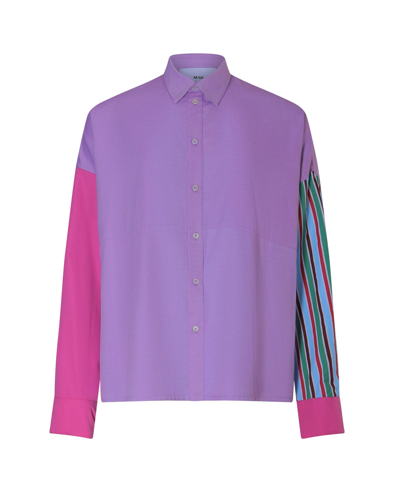 Chemise upcyclée CAMILLE, manche en rayures signature - Sakina M'sa