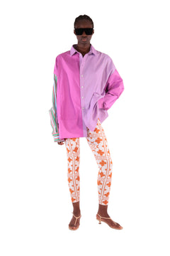 Chemise upcyclée CAMILLE, manche en rayures signature - Sakina M'sa