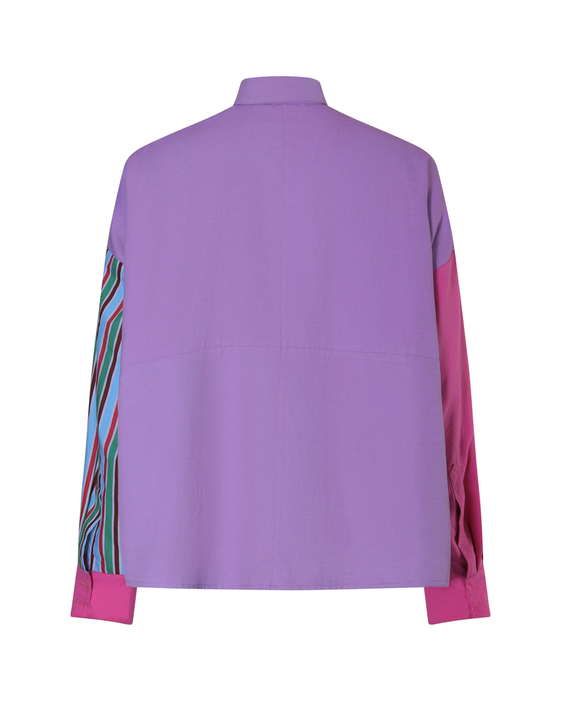 Chemise upcyclée CAMILLE, manche en rayures signature - Sakina M'sa