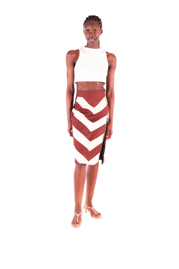 Jupe crayon JULIETTE tissu chevrons - Sakina M'sa