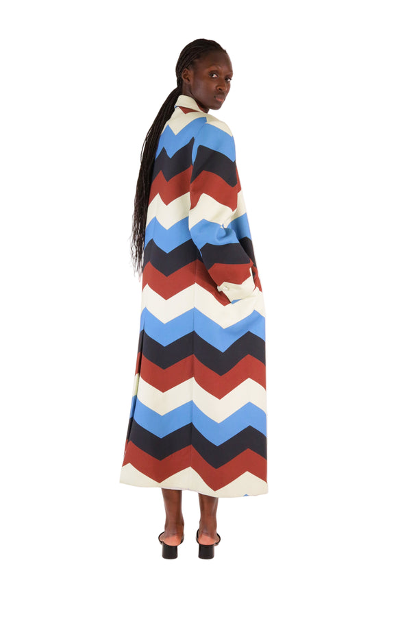 Manteau MATHILDE print exclusif en chevrons signature - Sakina M'sa