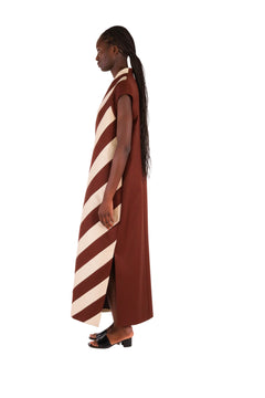 Robe droite longue RONA tissu chevrons - Sakina M'sa
