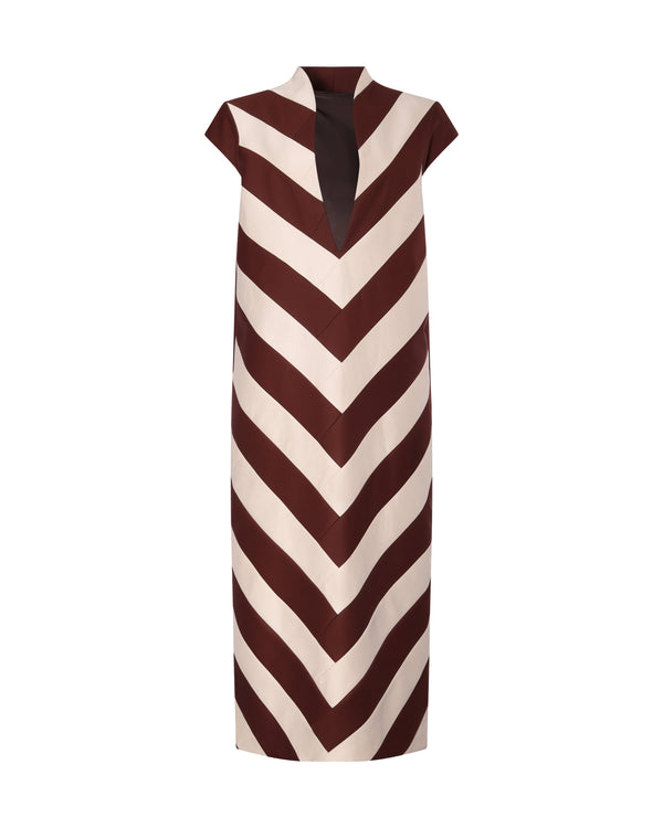 Robe droite longue RONA tissu chevrons - Sakina M'sa