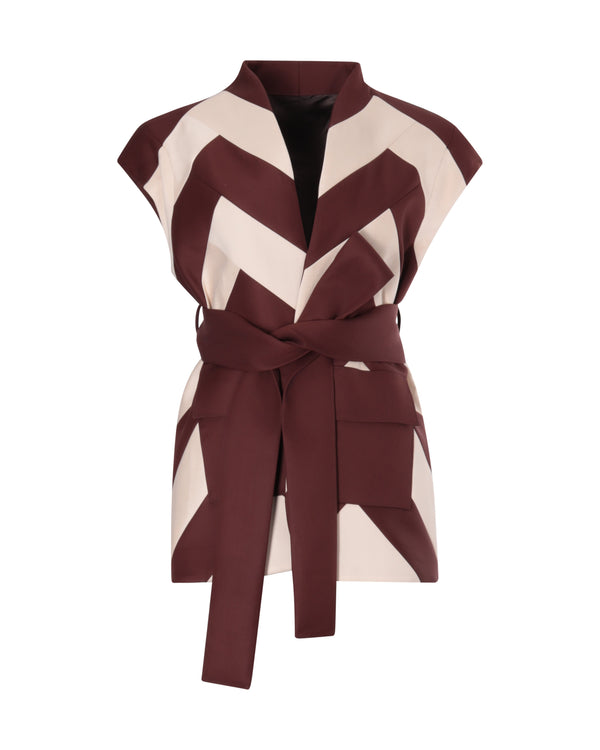 Veste sans manches avec découpes effets chevrons VANILLE - Sakina M'sa