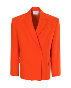 Veste tailleur bi - matière VALENTINA orange vif demi - mesure - Sakina M'sa