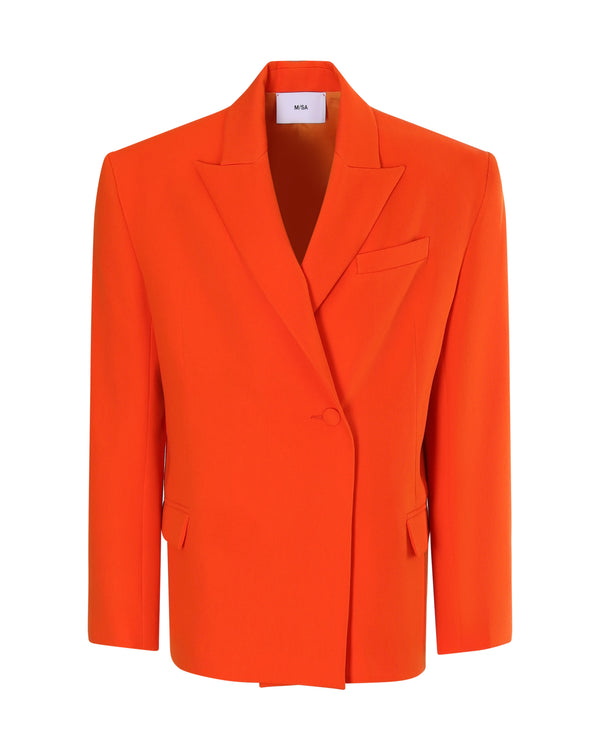 Veste tailleur bi - matière VALENTINA orange vif demi - mesure - Sakina M'sa
