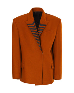 Veste tailleur VALENTINA en feutrine orange - Sakina M'sa