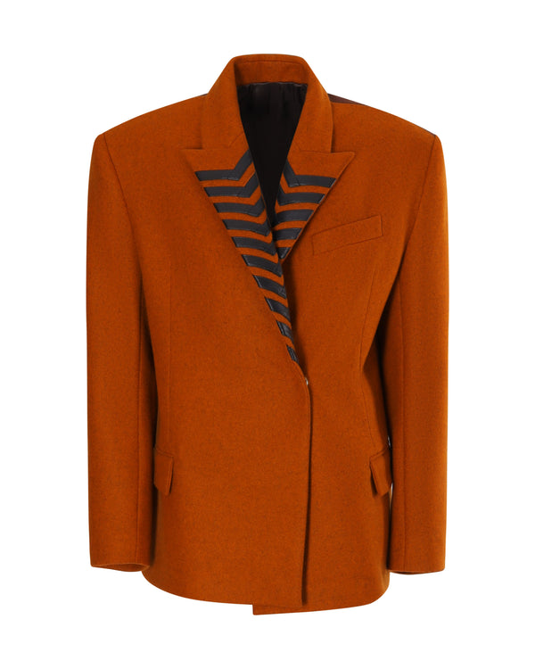 Veste tailleur VALENTINA en feutrine orange - Sakina M'sa
