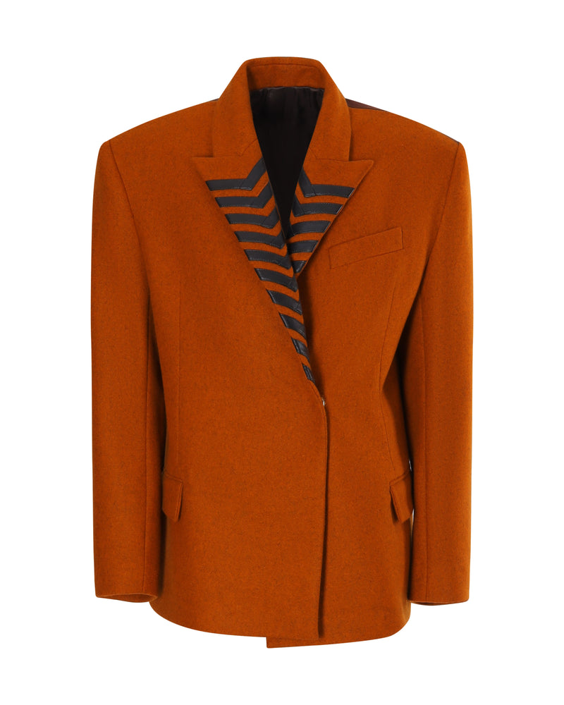 Veste tailleur VALENTINA en feutrine orange - Sakina M'sa