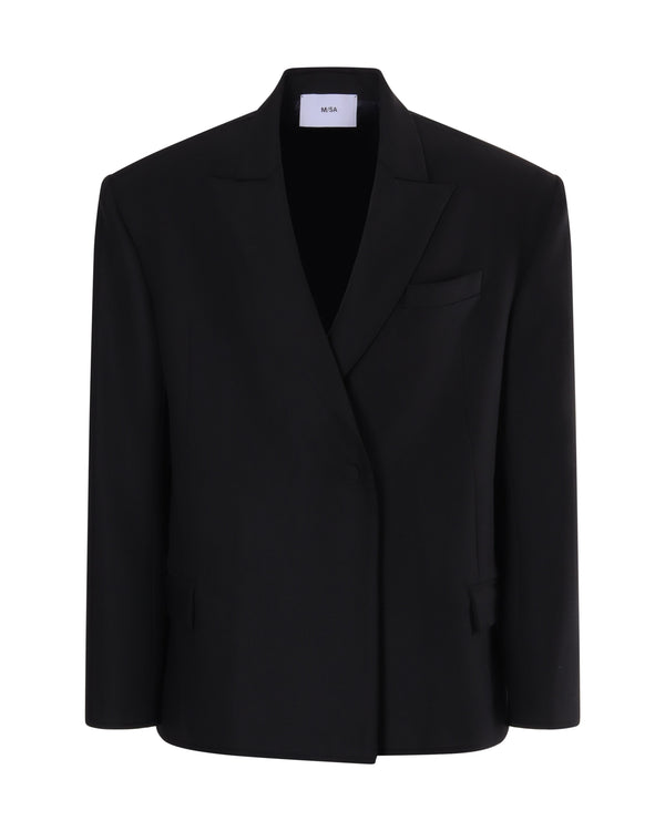 Veste tailleur VALENTINA en laine et soie noire - Sakina M'sa