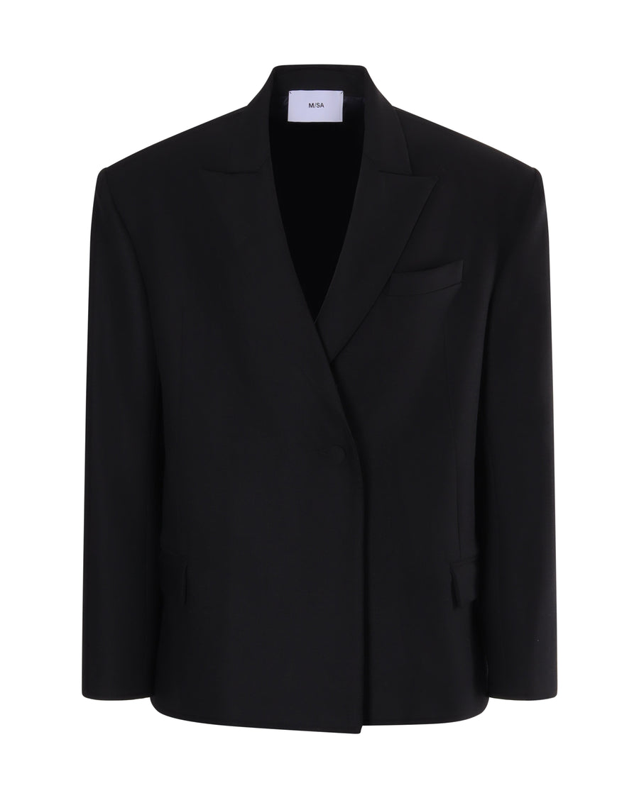Veste tailleur VALENTINA en laine et soie noire - Sakina M'sa