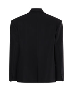 Veste tailleur VALENTINA en laine et soie noire - Sakina M'sa