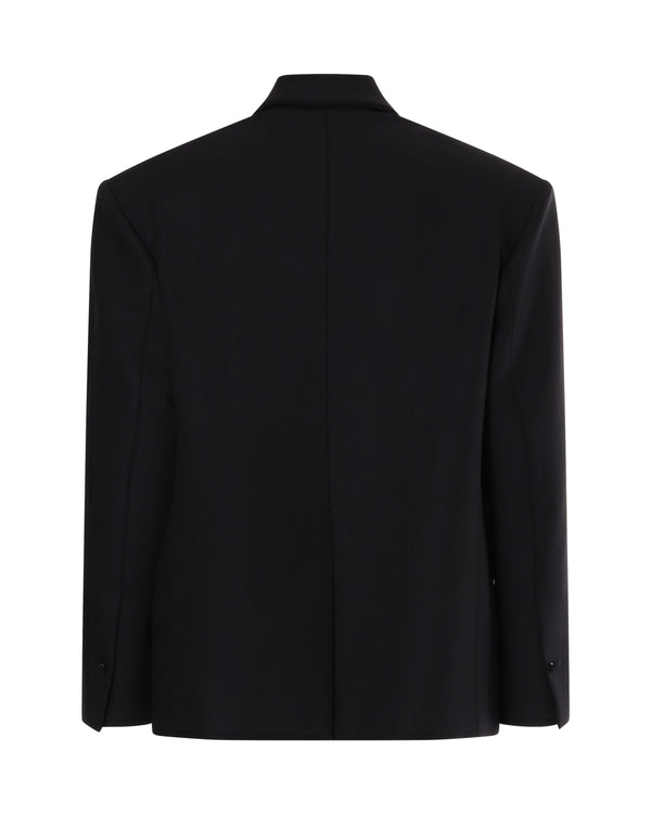Veste tailleur VALENTINA en laine et soie noire - Sakina M'sa