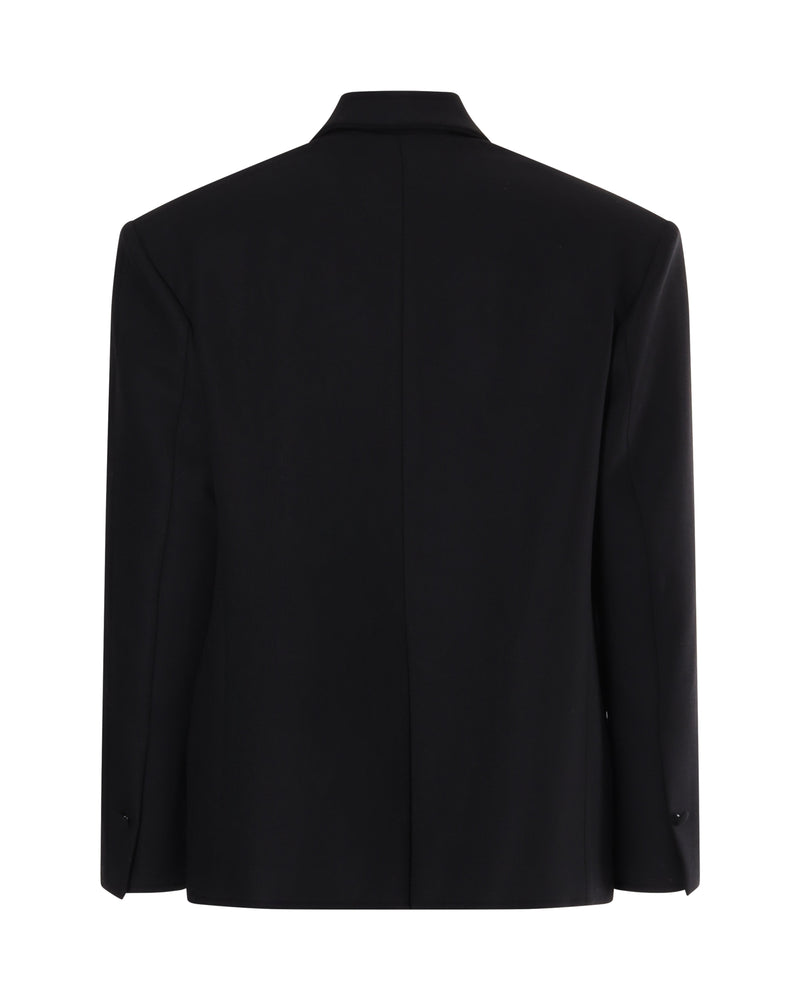 Veste tailleur VALENTINA en laine et soie noire - Sakina M'sa