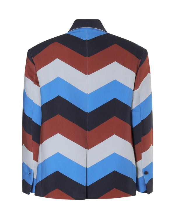 Veste tailleur VIOLETTE print exclusif en chevrons signature - Sakina M'sa