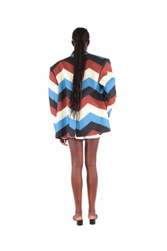 Veste tailleur VIOLETTE print exclusif en chevrons signature - Sakina M'sa