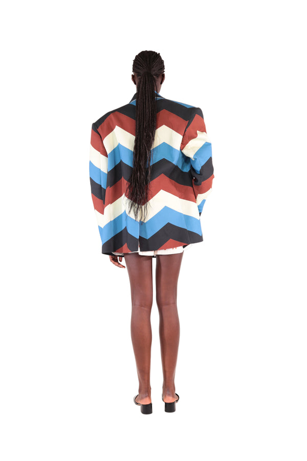 Veste tailleur VIOLETTE print exclusif en chevrons signature - Sakina M'sa